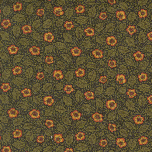 Moda Fabrics William Morris Morris Manor Barbara Brackman Antipodes Ebony Black