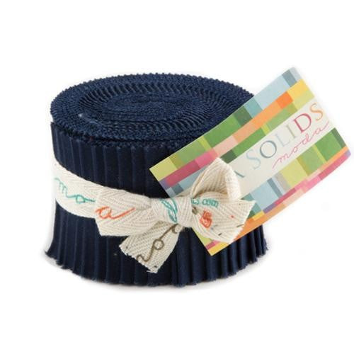 Moda Bella Solid Junior Jelly Roll Navy Blue