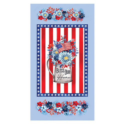 Benartex Fabrics Faith, Family, Freedom by Nicole De Camp Bless Our Home Panel Blue