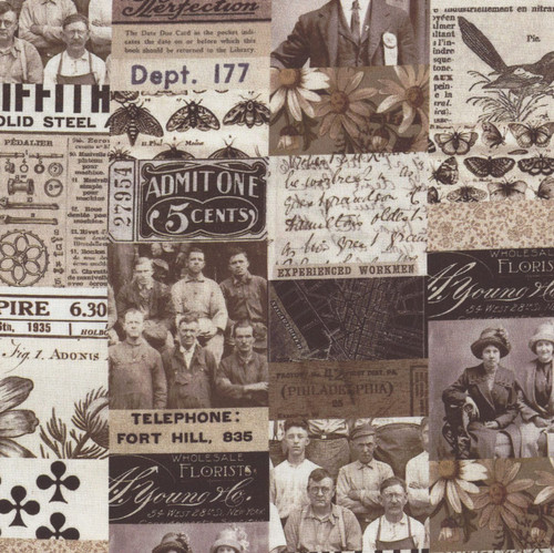 FreeSpirit Fabrics Charcoal Palette by Tim Holtz Eclectic Elements Charcoal Collage Charcoal