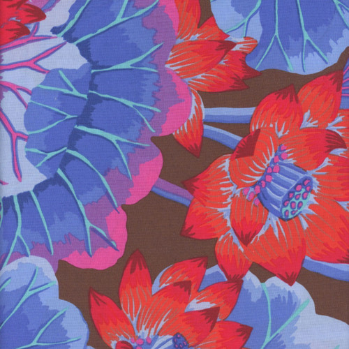 FreeSpirit Fabrics Kaffe Fassett Collective August 2025 by Kaffe Fassett Lake Blossoms Brown