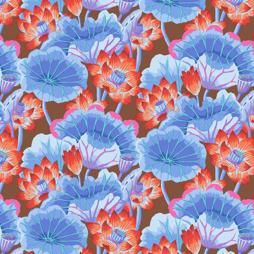 FreeSpirit Fabrics Kaffe Fassett Collective August 2025 by Kaffe Fassett Lake Blossoms Brown