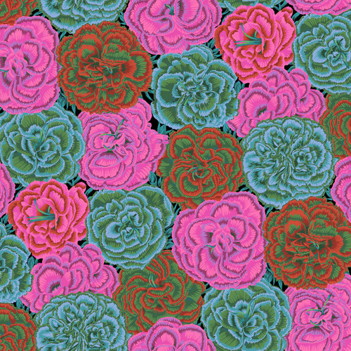 FreeSpirit Fabrics Kaffe Fassett Collective August 2025 by Philip Jacobs Picotee Carnations Dark