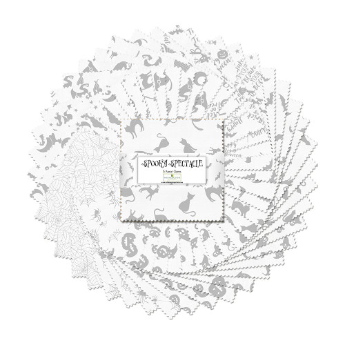 Wilmington Prints Spooky Spectacle Halloween White On White 5 Karat Gems Charm Squares Five Inch