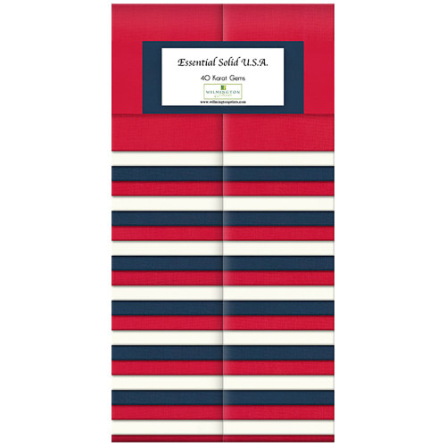 Wilmington Prints 40 Karat Gems Fabric Strips 2.5 by 44 Inches Essential Solid Red White and Blue