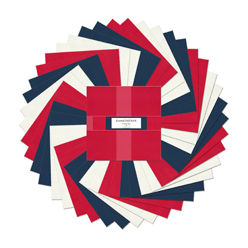 Wilmington Prints Essential Gems 10 Karat Gems Ten Inch Layer Cake Essential Solid Red White & Blue