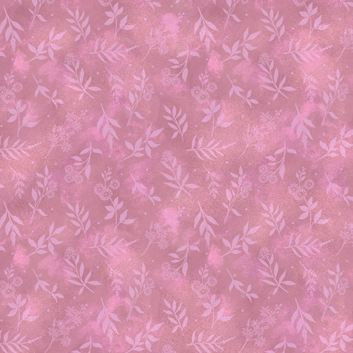 Clothworks Fabrics Simple Life Leaves Pink