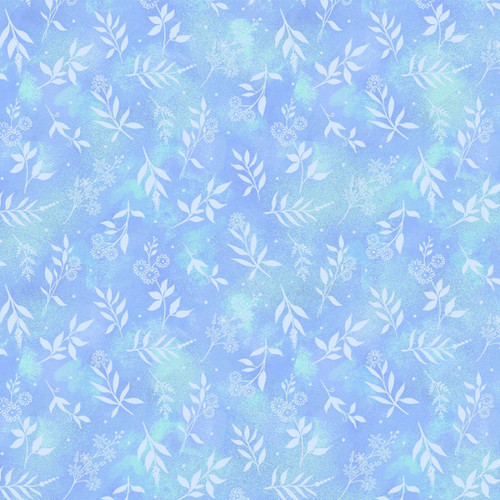 Clothworks Fabrics Simple Life Leaves Blue