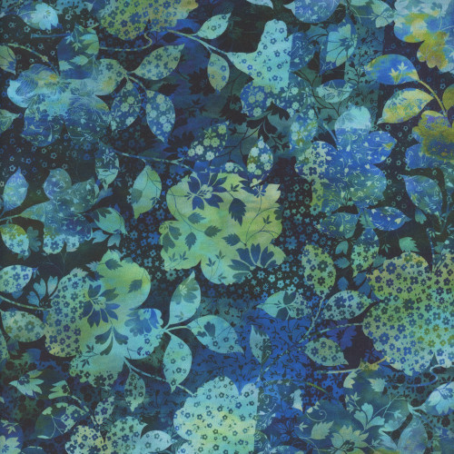 In The Beginning Fabrics Allure Jason Yenter Blue Patchwork Floral