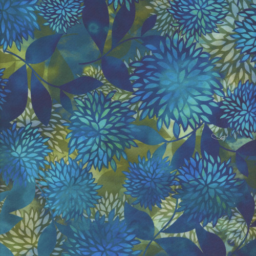 In The Beginning Fabrics Allure Jason Yenter Blue Packed Mumm Bloom Collage