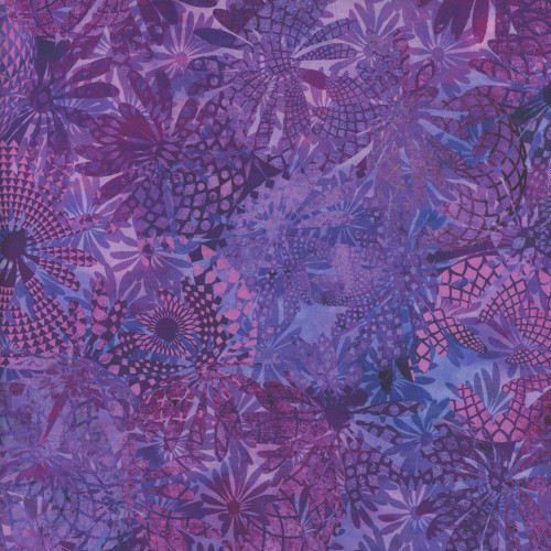 In The Beginning Fabrics Allure Jason Yenter Purple Exotic Flower Blooms Collage