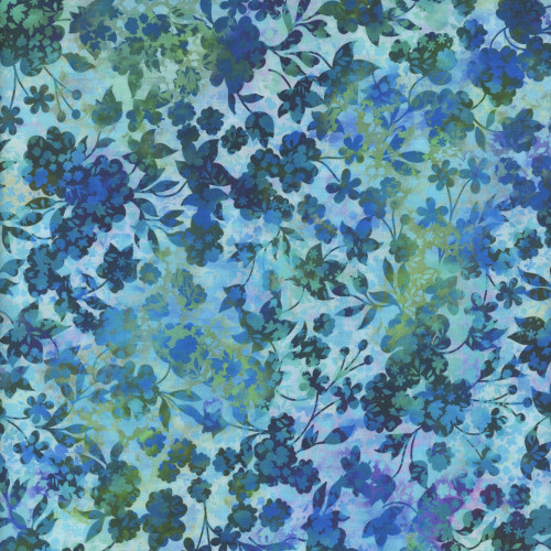 In The Beginning Fabrics Allure Jason Yenter Blue Blooming Floral Berry Vine
