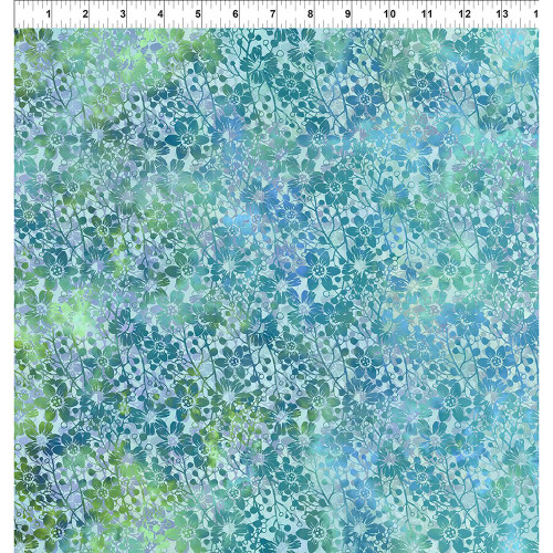 In The Beginning Fabrics Allure Jason Yenter Blue Clematis Flowers Foliage
