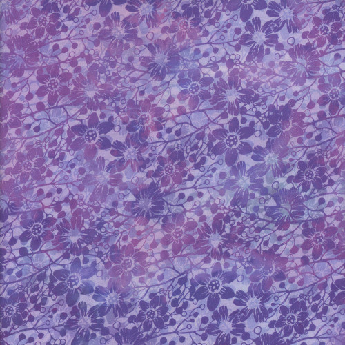 In The Beginning Fabrics Allure Jason Yenter Purple Clematis Flowers Foliage