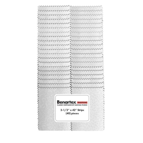 Benartex Fabrics Classic Keepsakes White on White Strip-ies Fabric Strips
