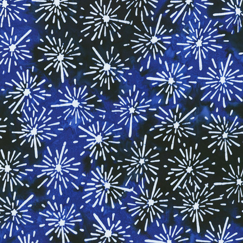 Robert Kaufman Liberty Artisan Batiks Nautical Blue Stars Bursting