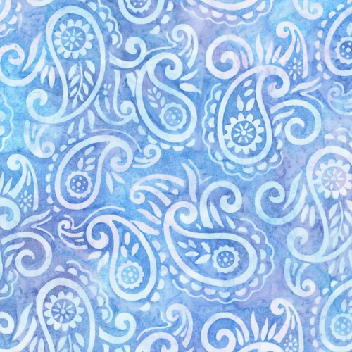 Robert Kaufman Paisley Bouquet Artisan Batiks Periwinkle Purple Floral Swirl Paisley