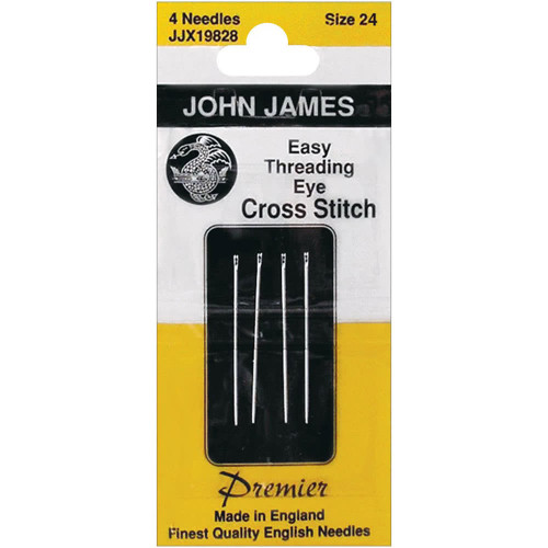 John James Needles Easy Threading Size 24 Cross Stitch Sewing 4 Pack