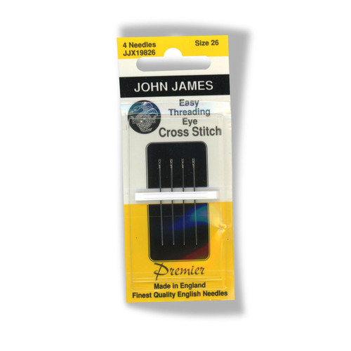 John James Needles Easy Threading Size 26 Cross Stitch Sewing 4 Pack