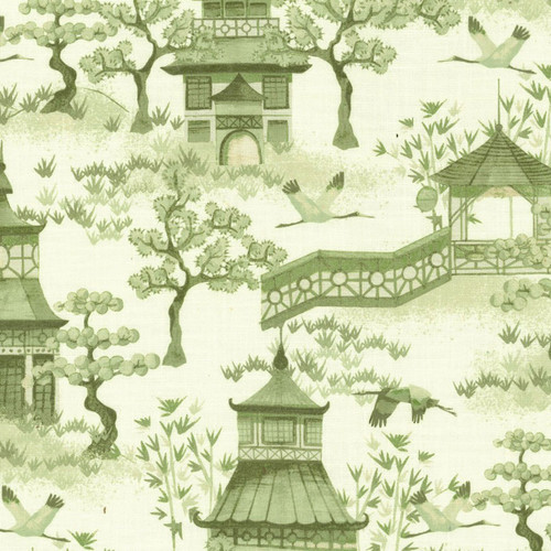 Covington Fabrics Kinjo Greenberry Green Oriental Garden Toile