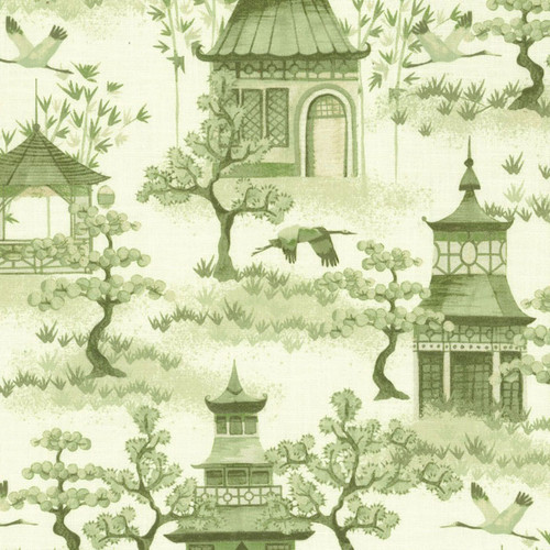 Covington Fabrics Kinjo Greenberry Green Oriental Garden Toile