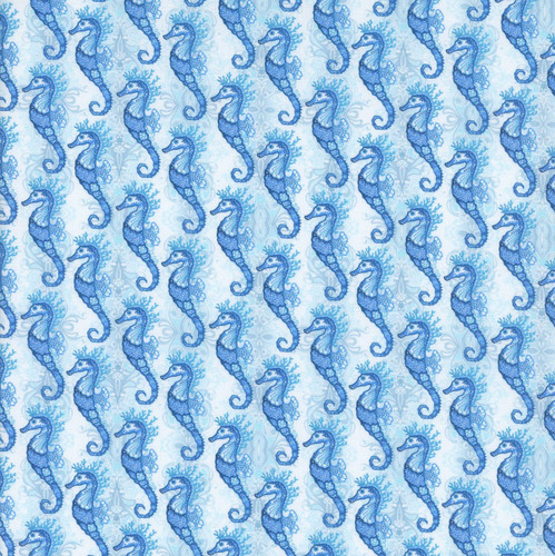 In the Beginning Fabrics Wonders of the Ocean Blue Sea Horses