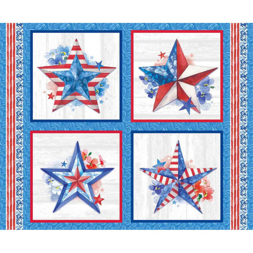 Blank Quilting Fabrics Lucky Stars Blue American Star Panel