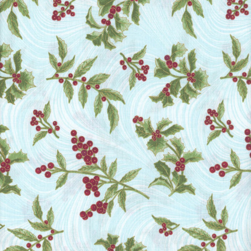 Benartex A Winter's Day Jackie Robinson Holly & Waves Aqua