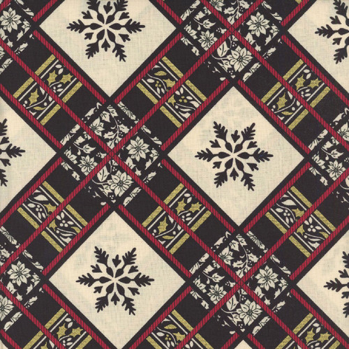 Benartex Holiday Tidings Kanvas Studio Snowflake Diamond Cream Black