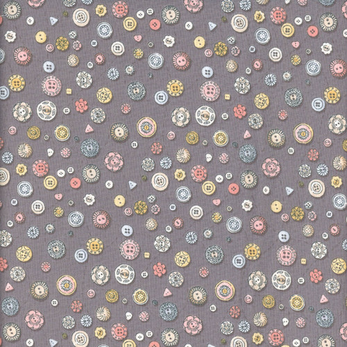 Andover Makower Fabrics Atelier Vintage Sewing Grey Buttons