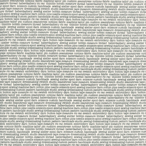Andover Makower Fabrics Atelier Vintage Sewing Cream Words and Phrases