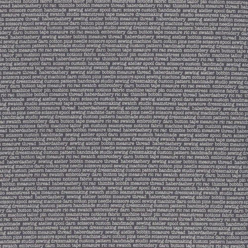 Andover Makower Fabrics Atelier Vintage Sewing Grey Words and Phrases