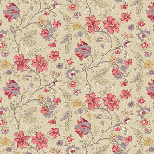 Andover Fabrics Wildflower Cottage Renee Nanneman Cream Jacobean Floral