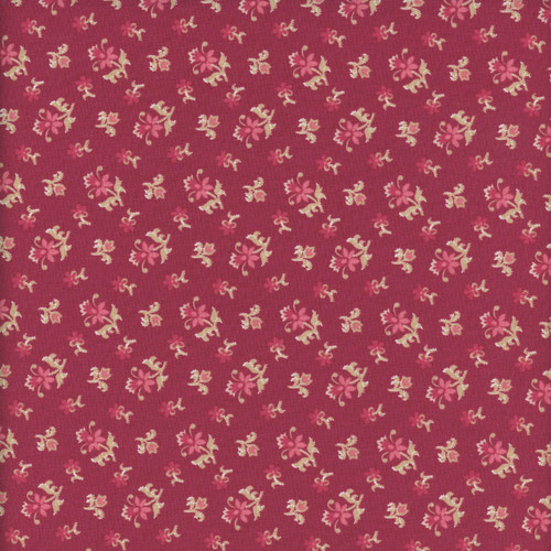 Andover Fabrics Wildflower Cottage Renee Nanneman Red Pink Tossed Tulips