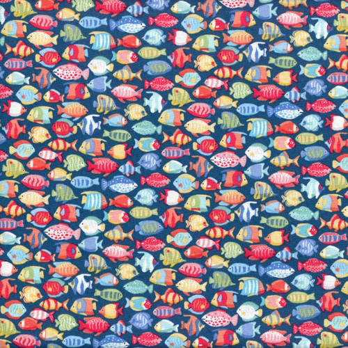 Andover Makower Fabrics Deep Blue Sea Navy Blue Schools of Fish