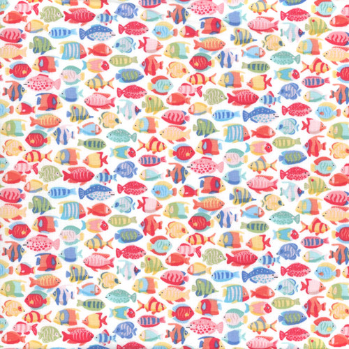 Andover Makower Fabrics Deep Blue Sea White Schools of Fish