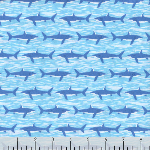 Andover Makower Fabrics Deep Blue Sea Blue Sharks