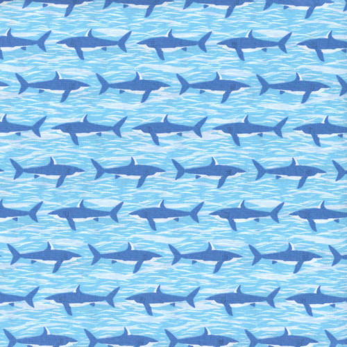 Andover Makower Fabrics Deep Blue Sea Blue Sharks