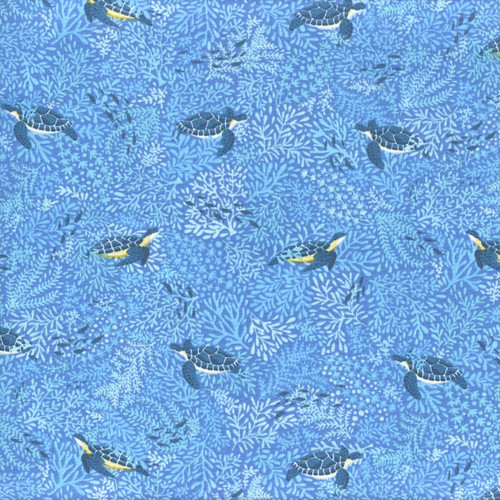 Andover Makower Fabrics Deep Blue Sea Blue Sea Turtles