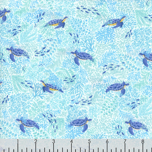 Andover Makower Fabrics Deep Blue Sea White Sea Turtles