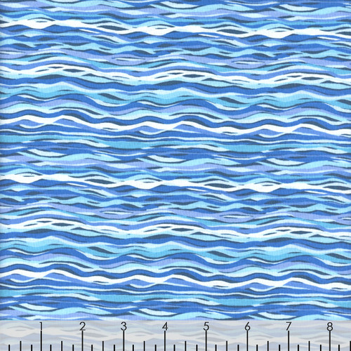 Andover Makower Fabrics Deep Blue Sea Blue Wave Stripe