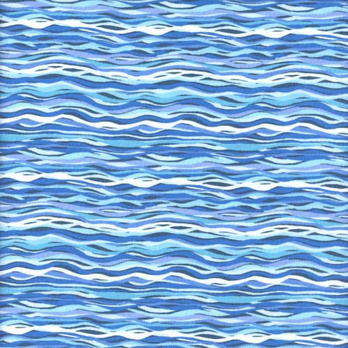 Andover Makower Fabrics Deep Blue Sea Blue Wave Stripe
