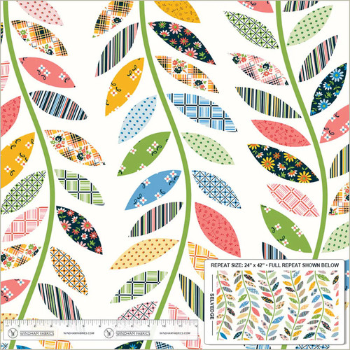 Windham Fabrics Made Easy Denyse Schmidt Cheater Quilt Cream Leafy Vine
