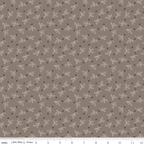 Riley Blake Fabrics Gentler Times Lori Holt Plesant Sprig Pebble Brown