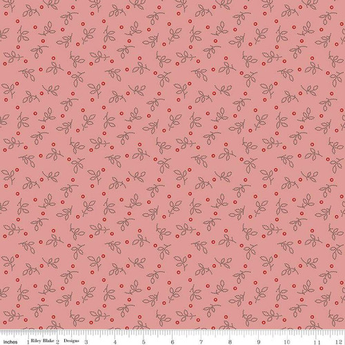 Riley Blake Fabrics Gentler Times Lori Holt Plesant Sprig Coral Pink