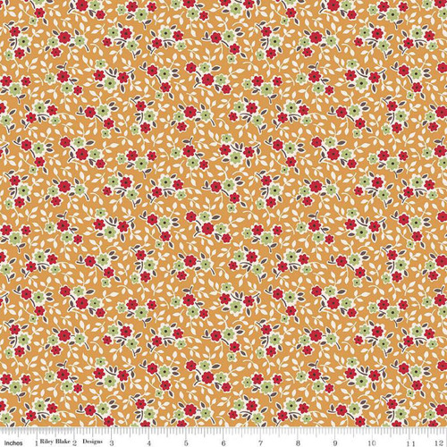Riley Blake Fabrics Gentler Times Lori Holt Cherish Floral Cider Gold