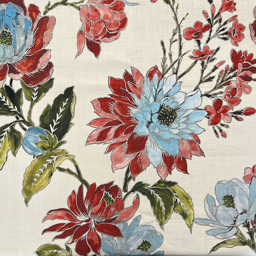 Hamilton Fabrics Brinkley Jewel Red Blue Decorative Tree Peony