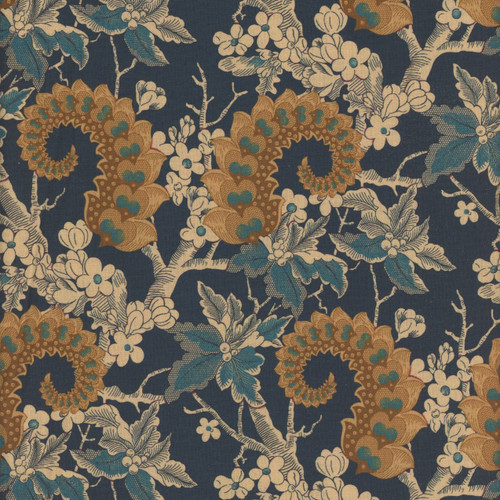 Henry Glass Fabrics Philomena Michelle Yeo Prussian Blue Sienna Quirky Swirls
