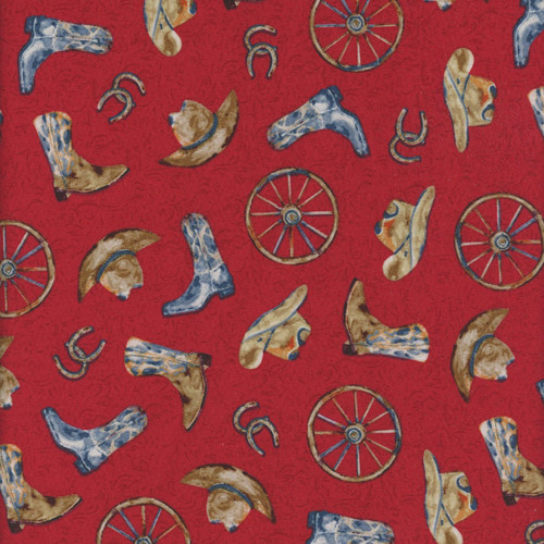 Henry Glass Fabrics Western View Denise Sullivan Red Western Motifs
