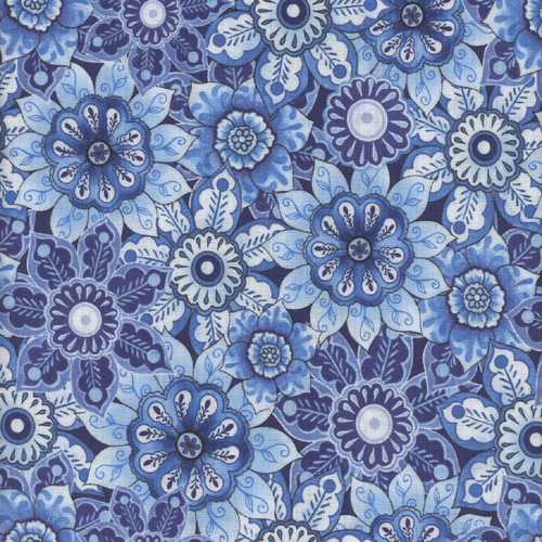 Wilmington Prints Fabrics Blooming Blue Danielle Leone Packed Floral Multi